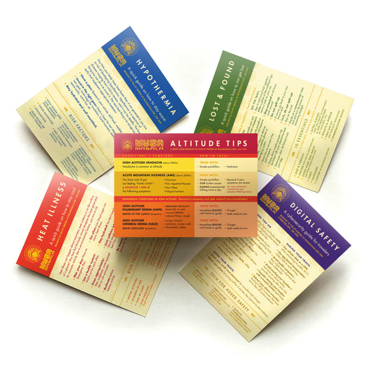Musa Masala Tips Cards: Altitude, Hypothermia, Heat Illness, Lost Not Lost, Digital Safety (5-pack)